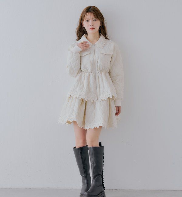  「【SALON by Chico】フラワースカラップキルティングZIPジャケット」|その他|