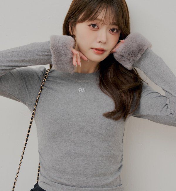  「袖ファーギャザーロンT」|Tシャツ・カットソー|