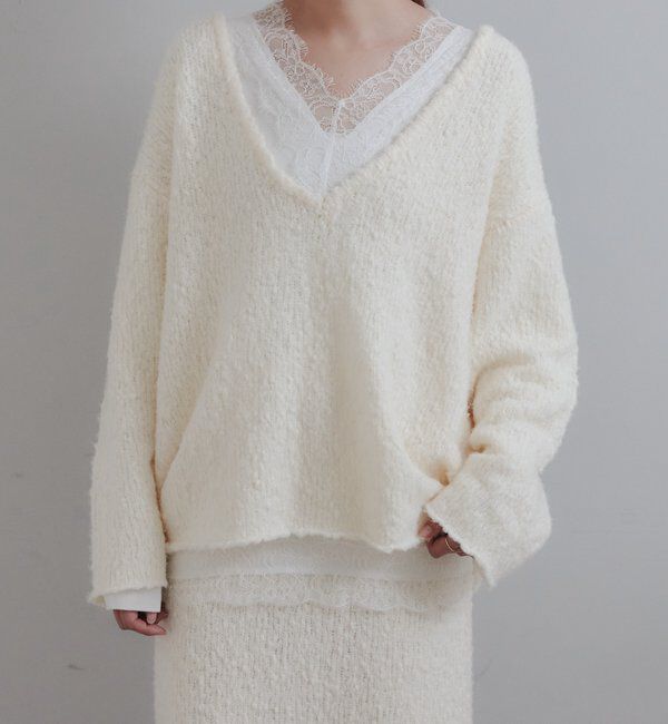  「【Silhouette Hacker】ディープVネックブークレニット」|ニット・セーター|