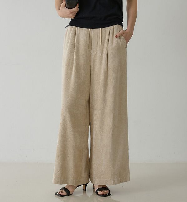 qualite「レーヨンコーデュロイパンツ」|その他|ベージュ