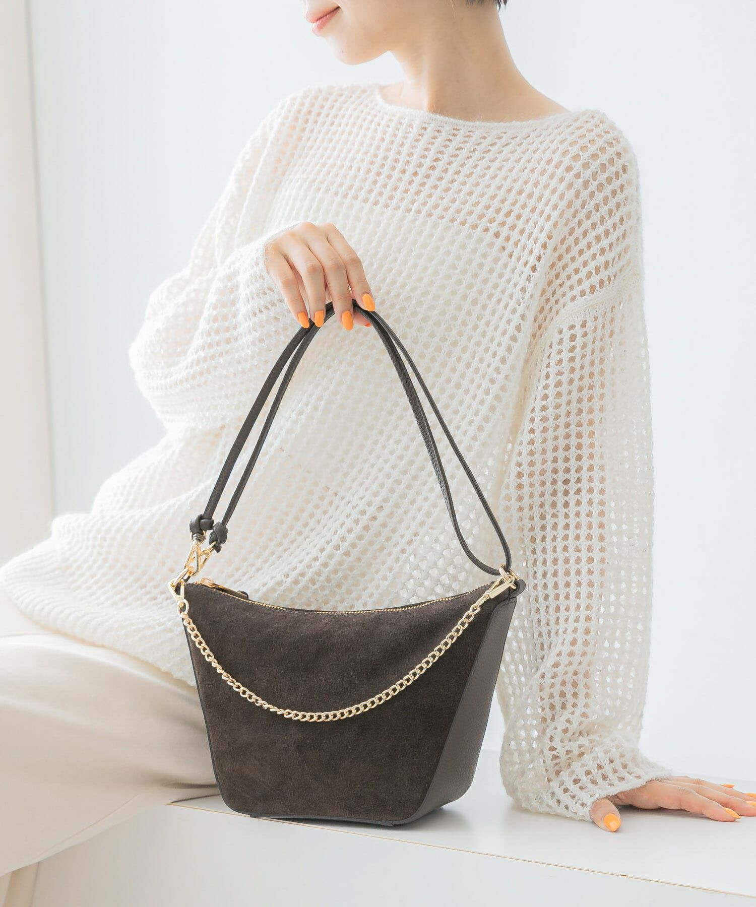 URBAN RESEARCH ROSSO「AULENTTI　スエード2WAYBAG」|ショルダー・メッセンジャー|ダークブラウン