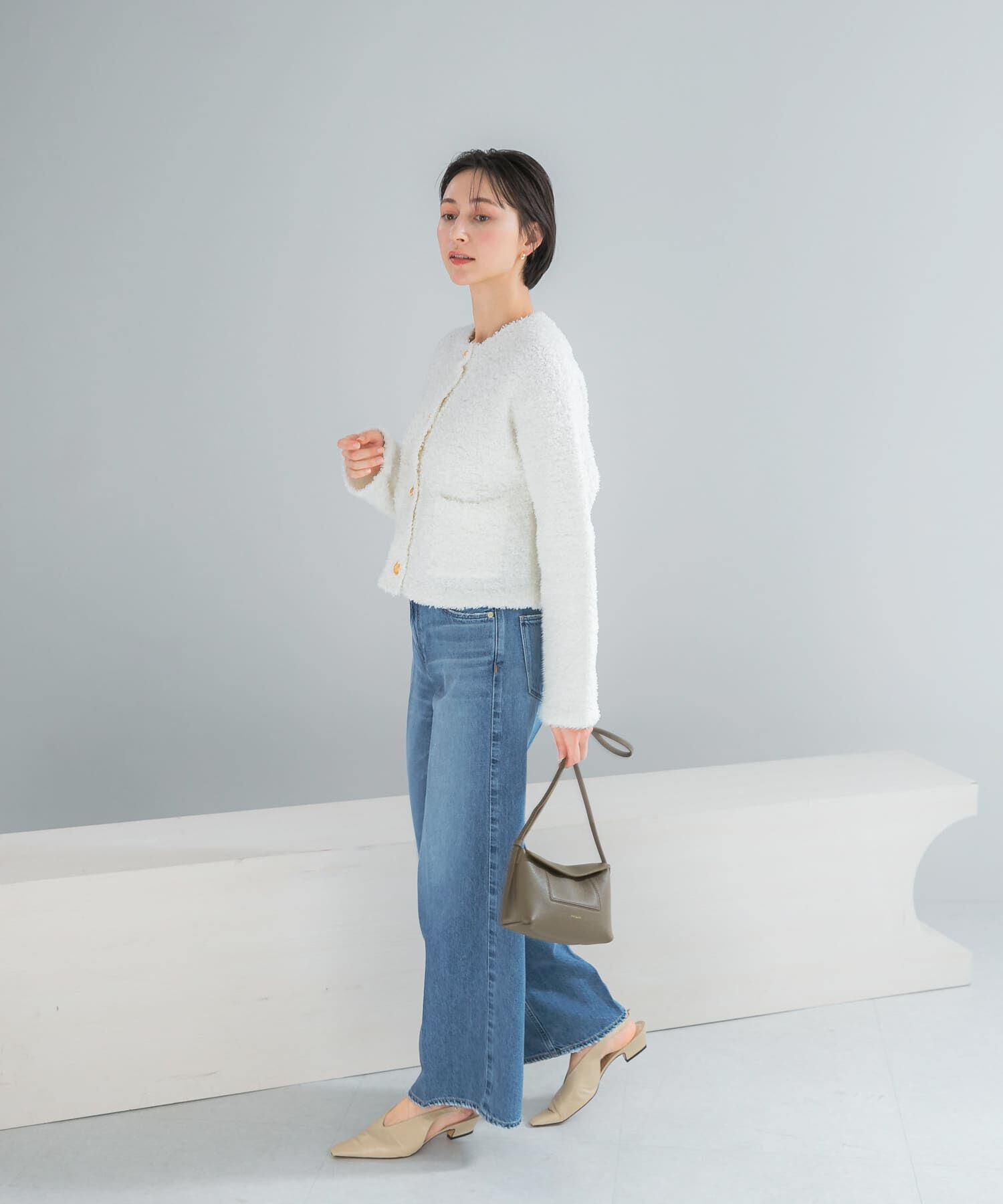 URBAN RESEARCH ROSSO「ニットツイードショートカーディガン」|カーディガン|