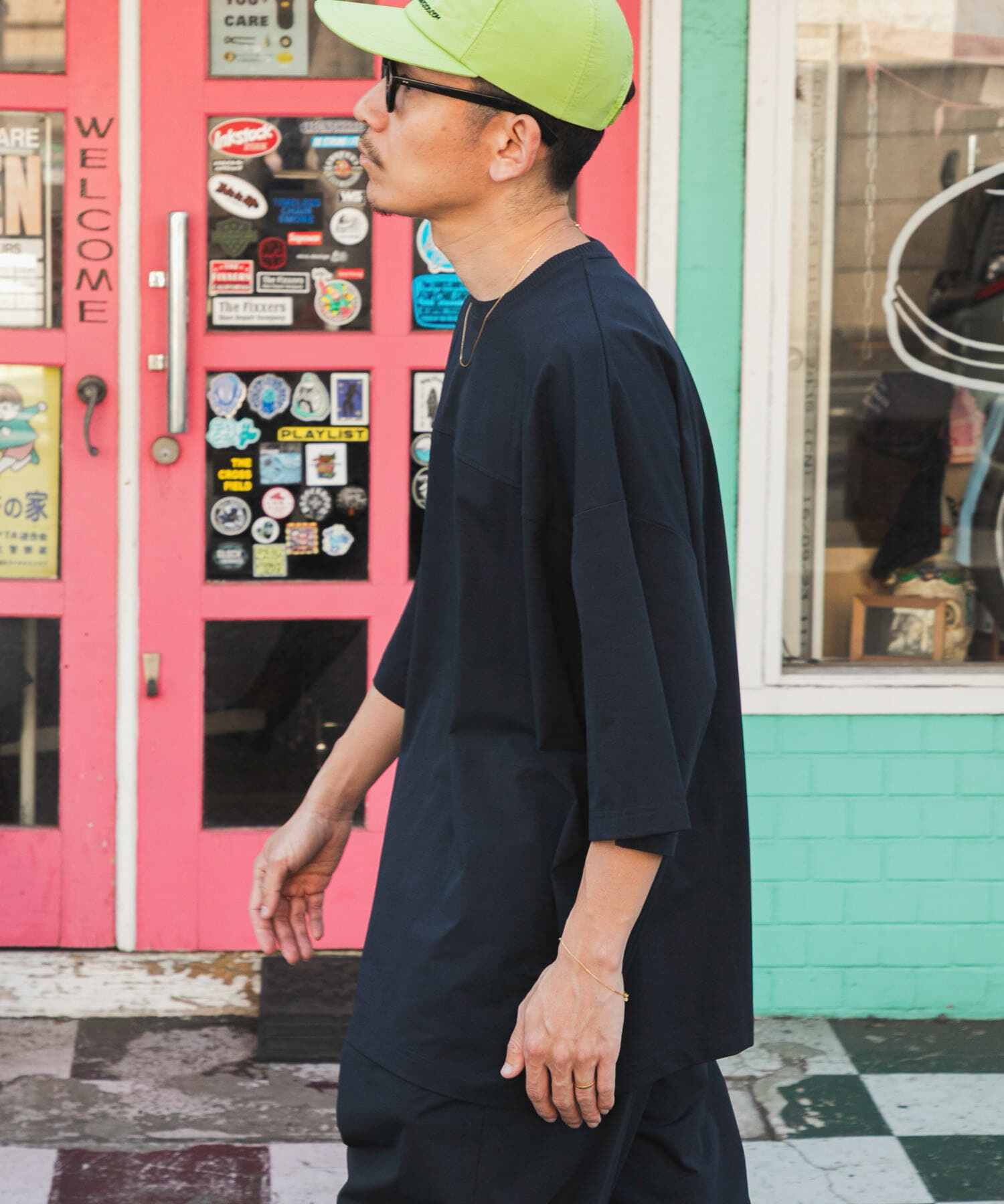 URBAN RESEARCH「Wide Dad　BREEZY TECH SHORT-SLEEVE T-SHIRTS」|Tシャツ・カットソー|ネイビー