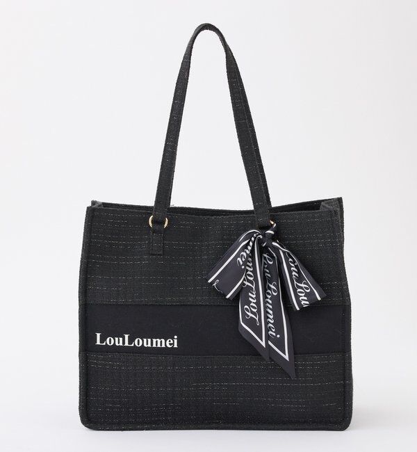 one after another NICE CLAUP「【LouLoumei】スカーフ付ツイード横長キャリーオントート／自立可能／推し活」|ショルダー・メッセンジャー|