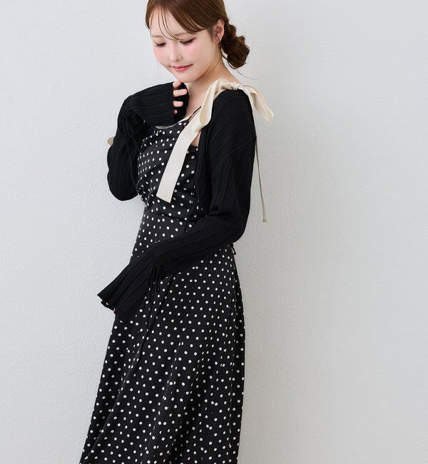 one after another NICE CLAUP「【WEB限定】マイナス5kg見え/肩リボンドレープロングワンピース」|ワンピース|