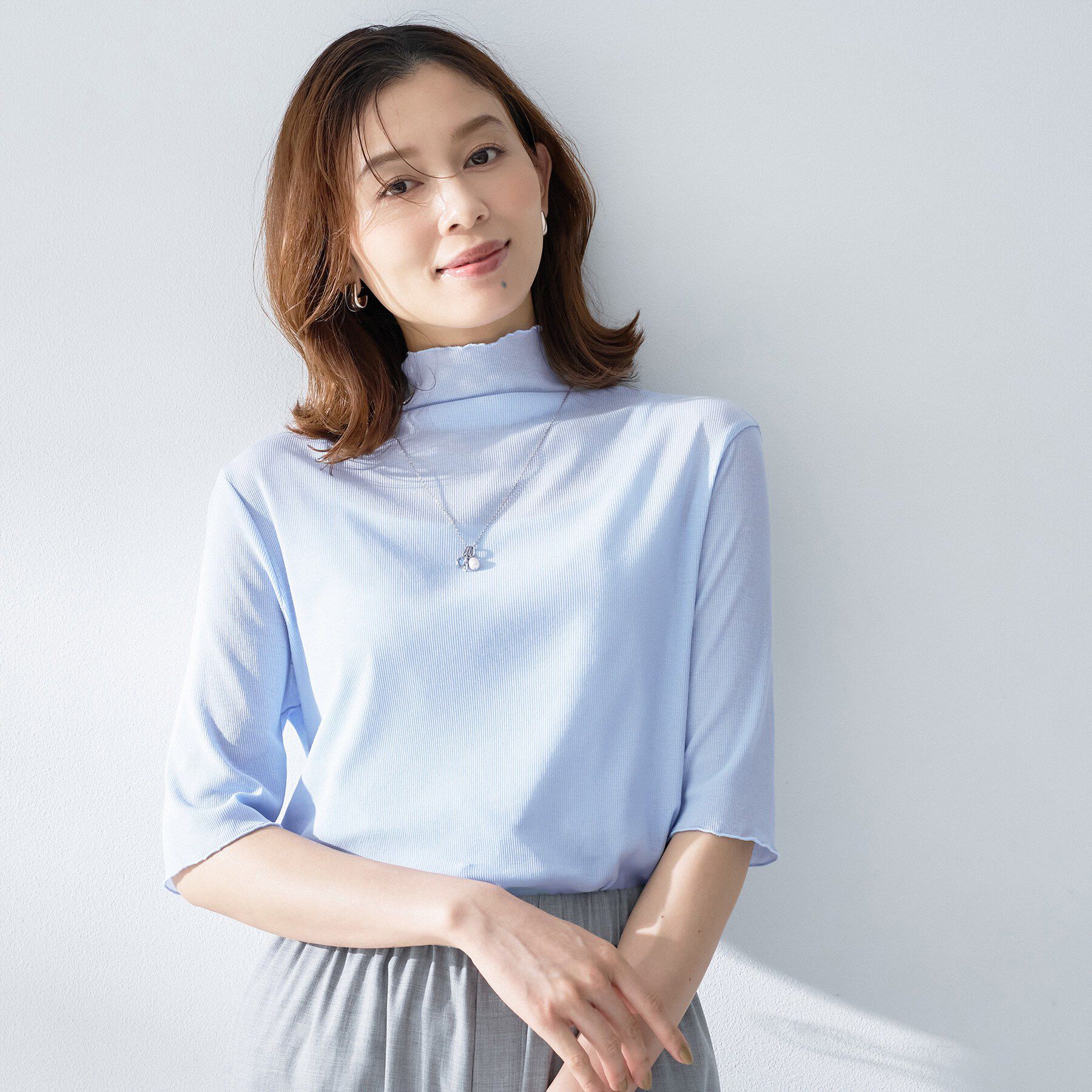 UNTITLED「【重ね着レイヤードに】シアーテレコハイネックトップス」|Tシャツ・カットソー|
