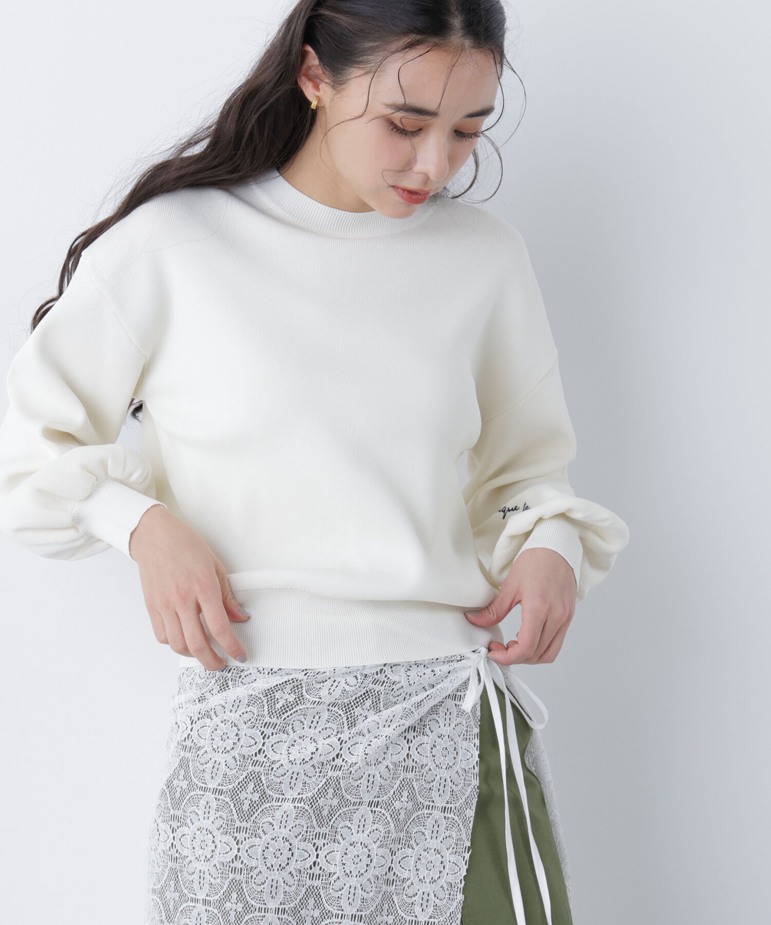  「〈N.〉ロゴ刺繍スウェットライクニット＊」|ニット・セーター|