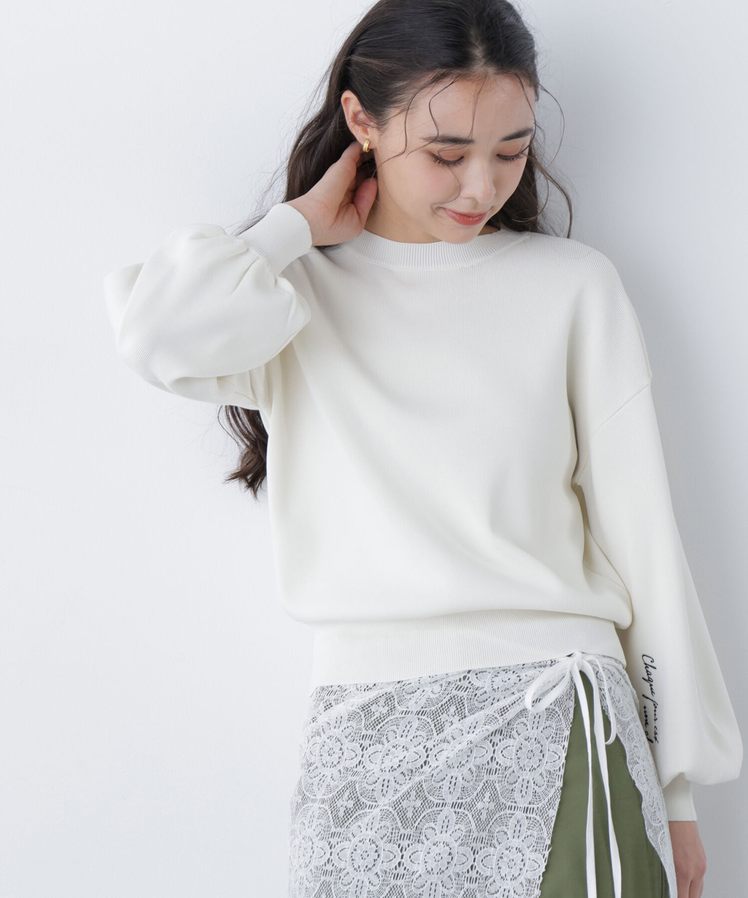  「〈N.〉ロゴ刺繍スウェットライクニット＊」|ニット・セーター|