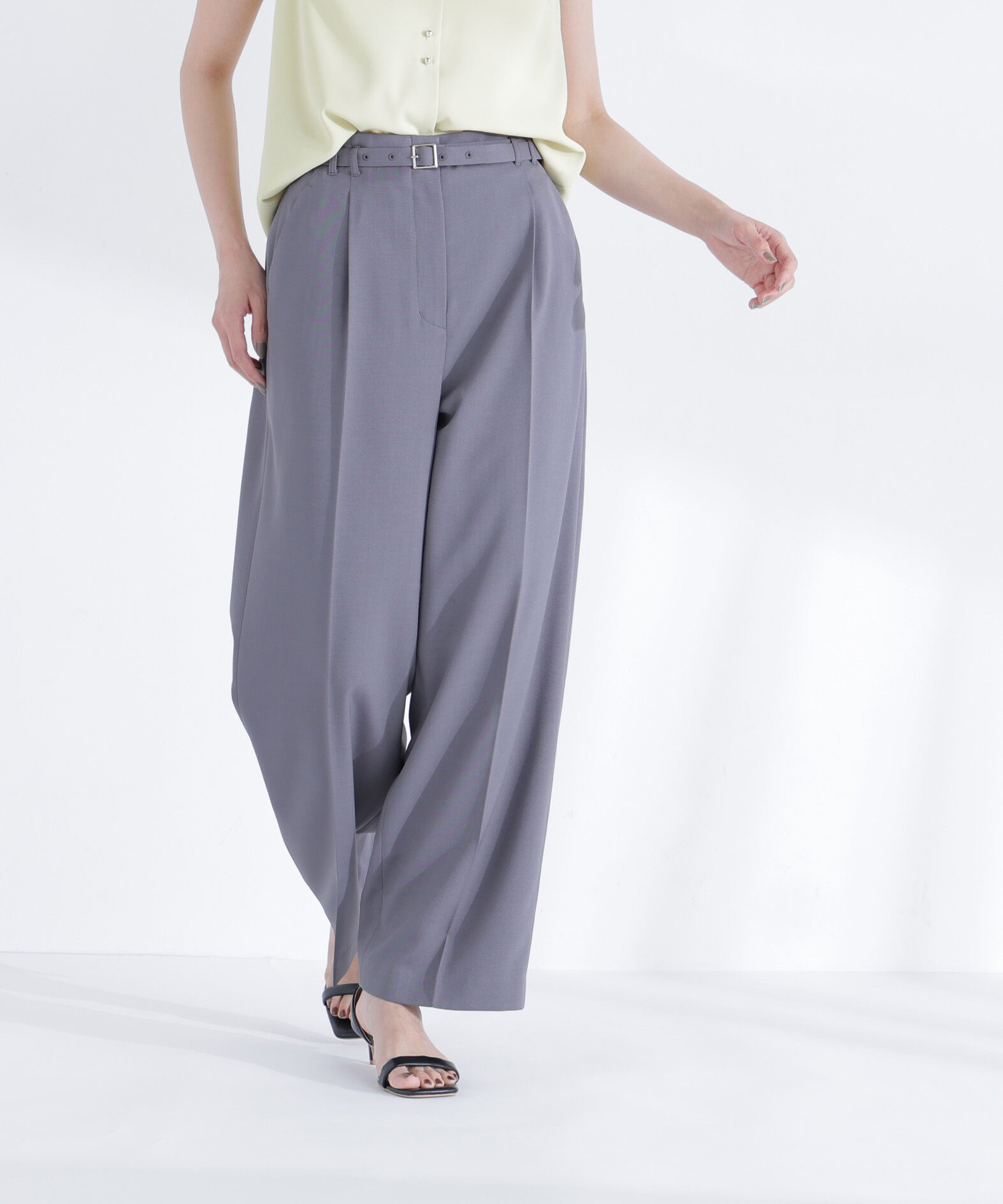  「ベルテッドタックワイドパンツ」|その他|
