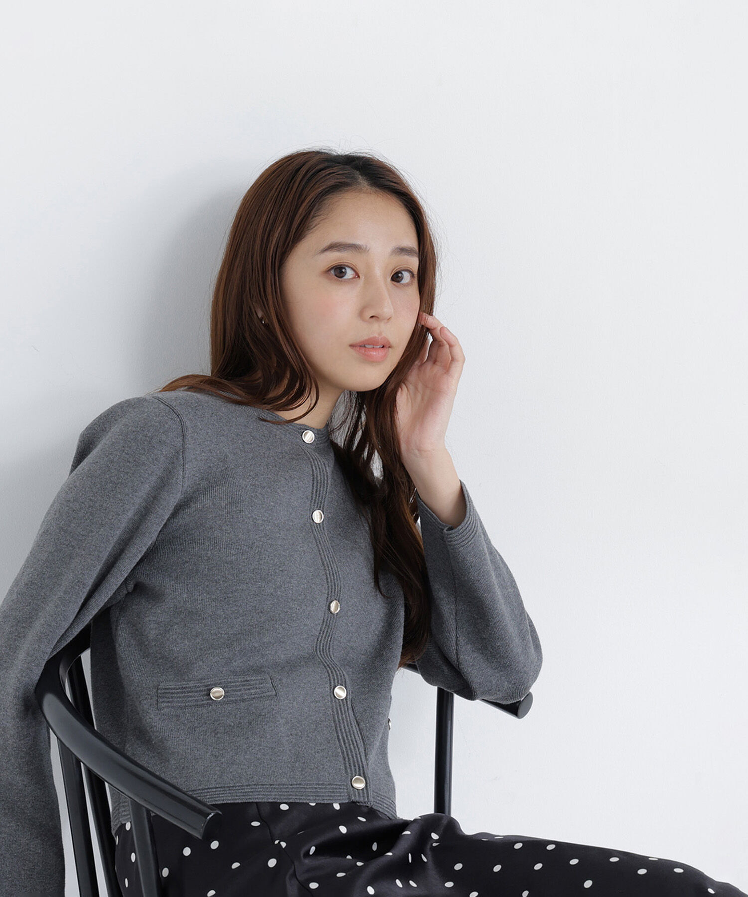  「シルクブレンドカーディガン 26AW」|ニット・セーター|杢グレー