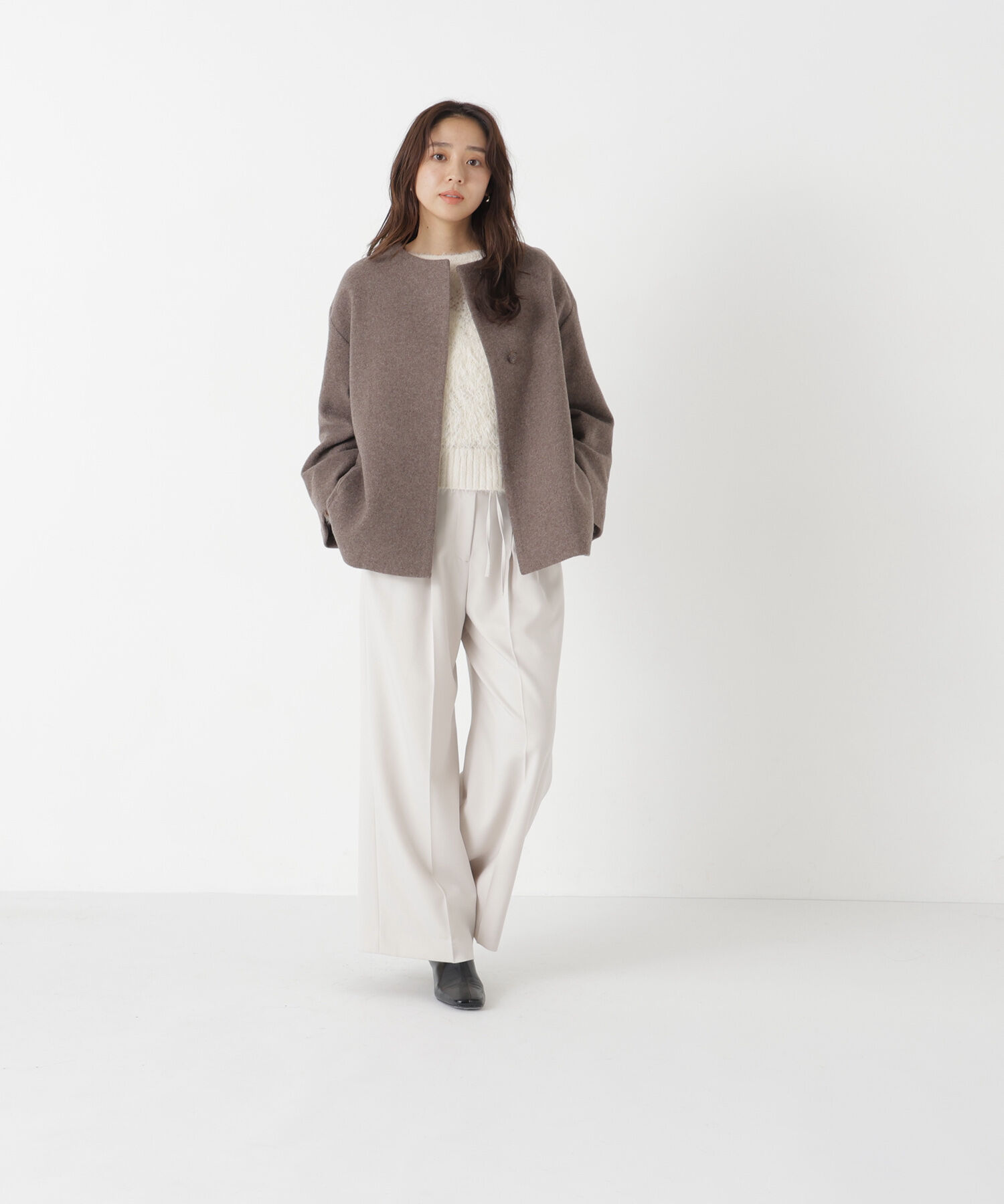  「＜EC限定カラー：イエロー＞カシミヤブレンドハーフコート 26AW」|ブルゾン・スタジャン|