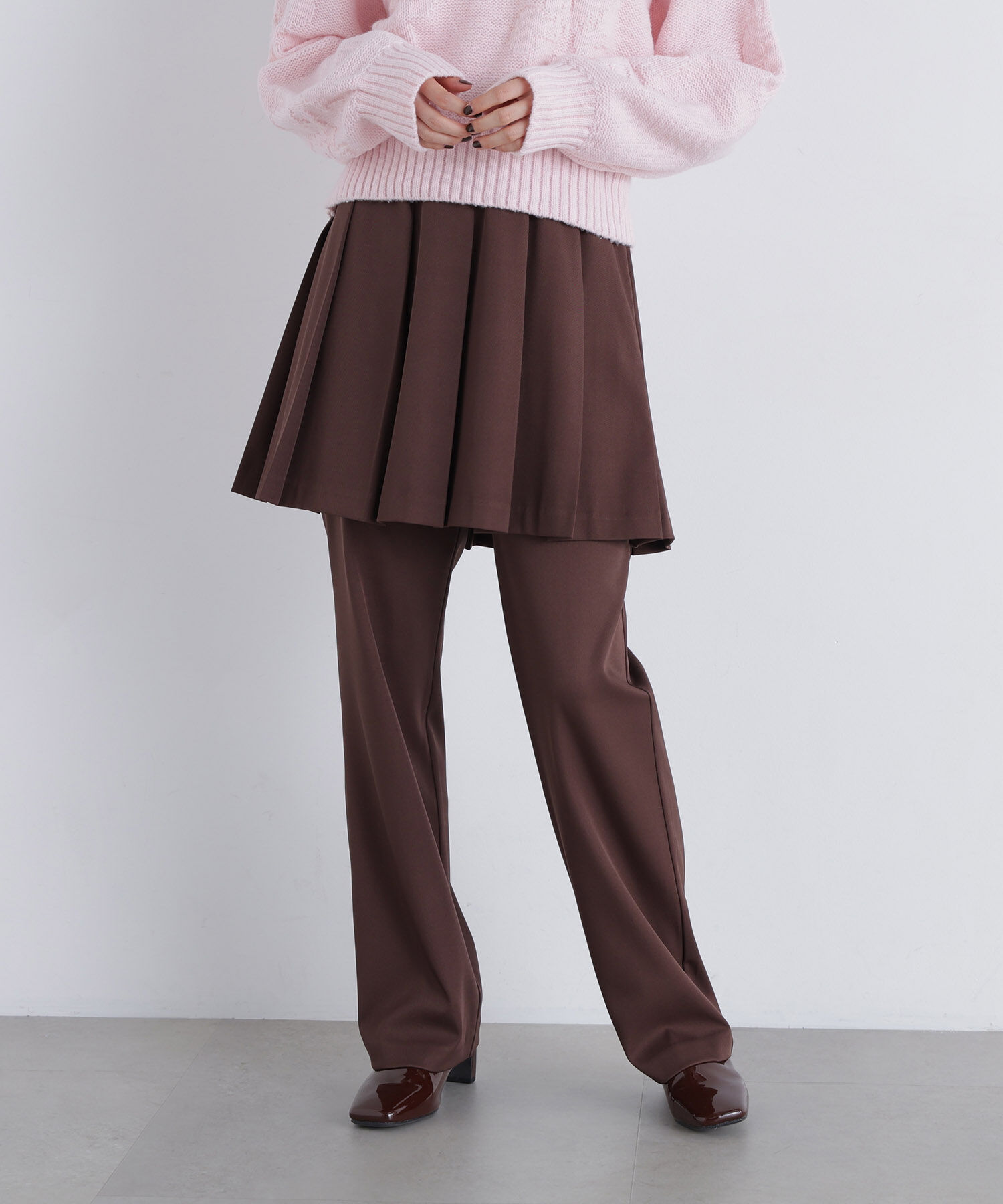  「〈N.〉プリーツスカートセットパンツ」|その他|ブラウン