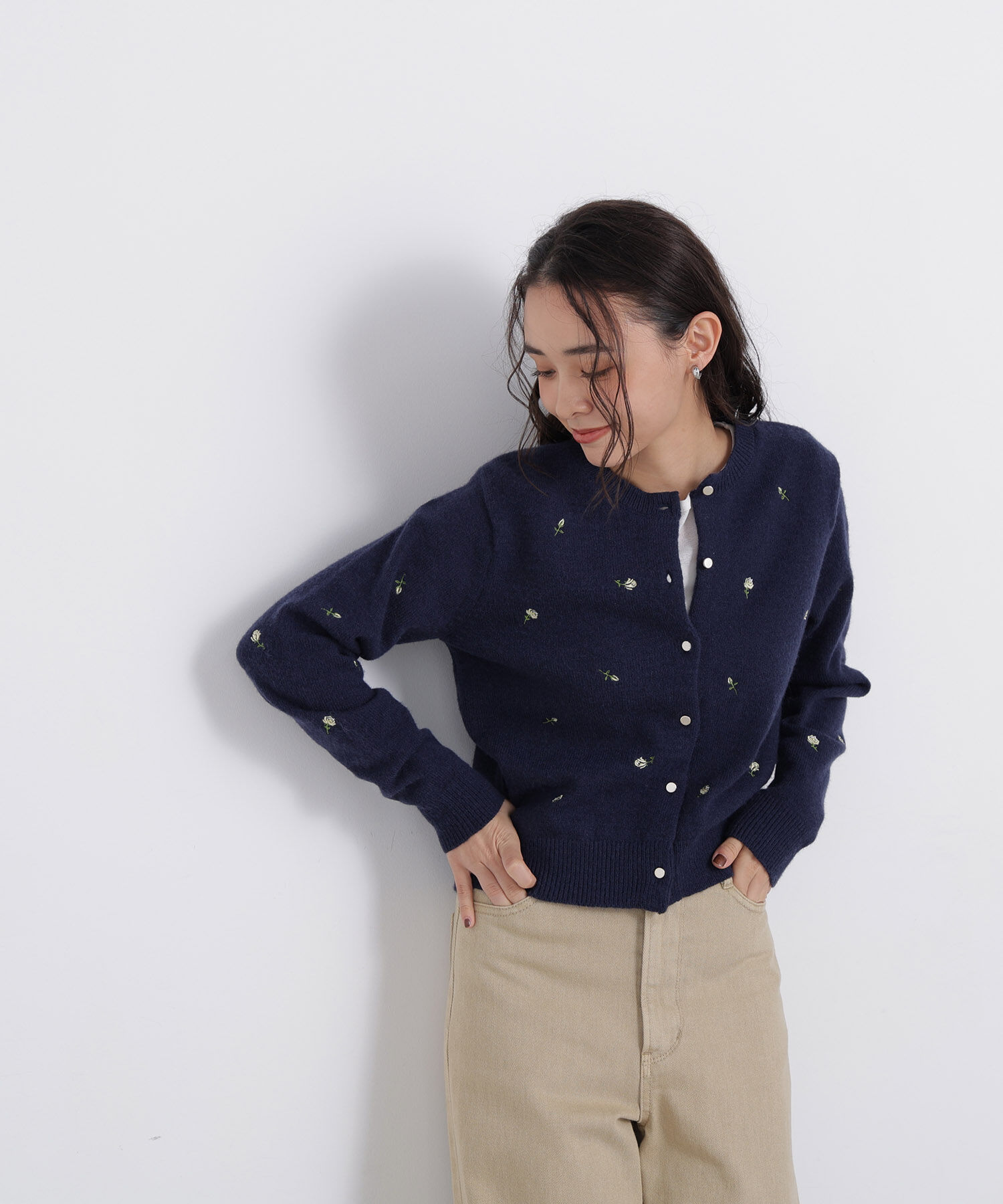 「〈N.〉ローズ刺繍カーディガン　26AW」|ニット・セーター|