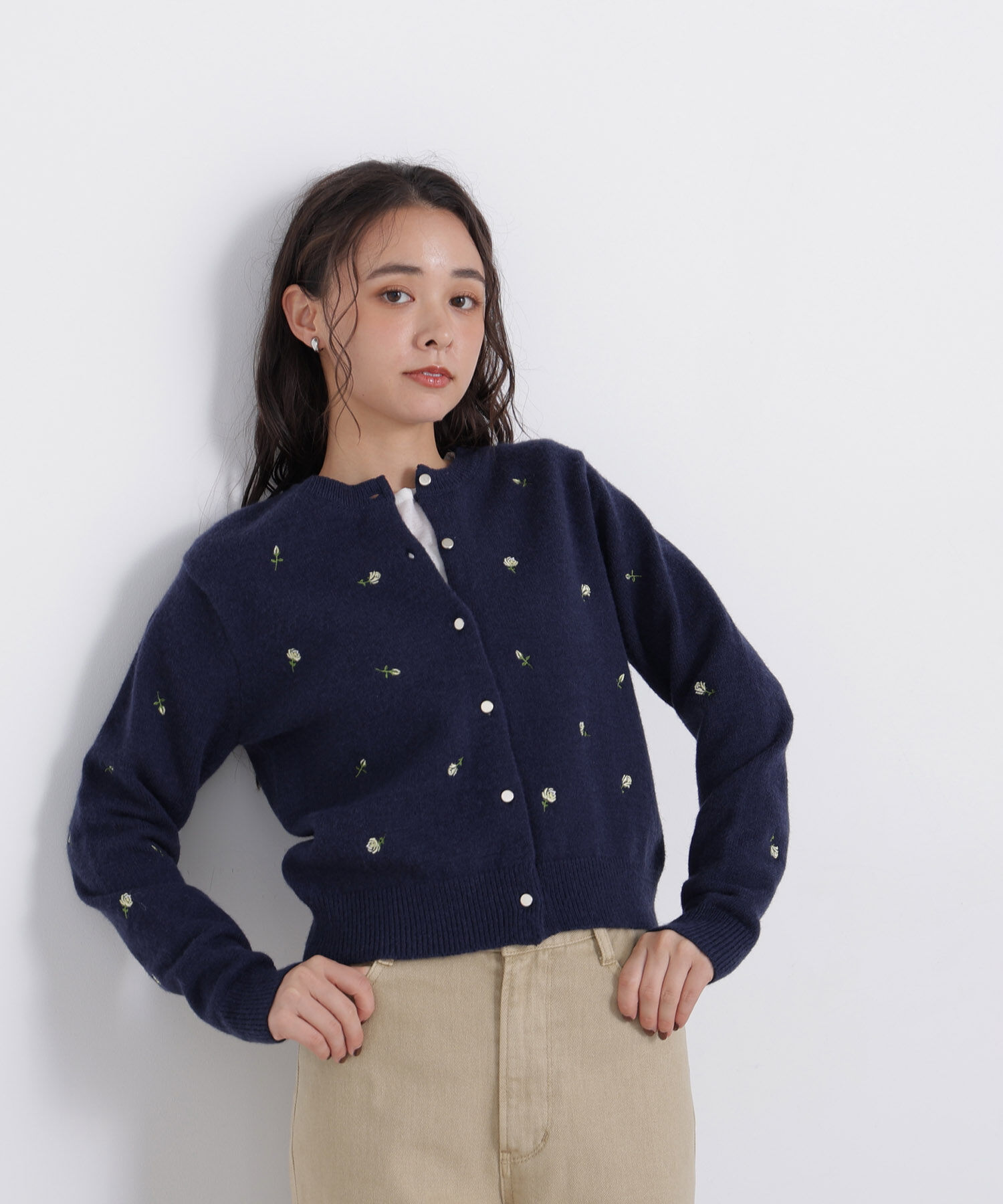  「〈N.〉ローズ刺繍カーディガン　26AW」|ニット・セーター|