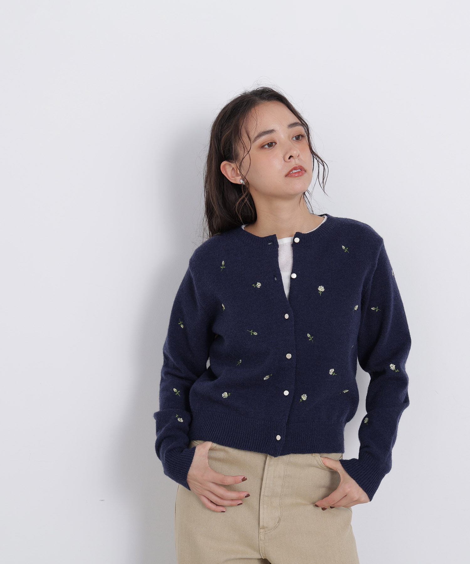  「〈N.〉ローズ刺繍カーディガン　26AW」|ニット・セーター|