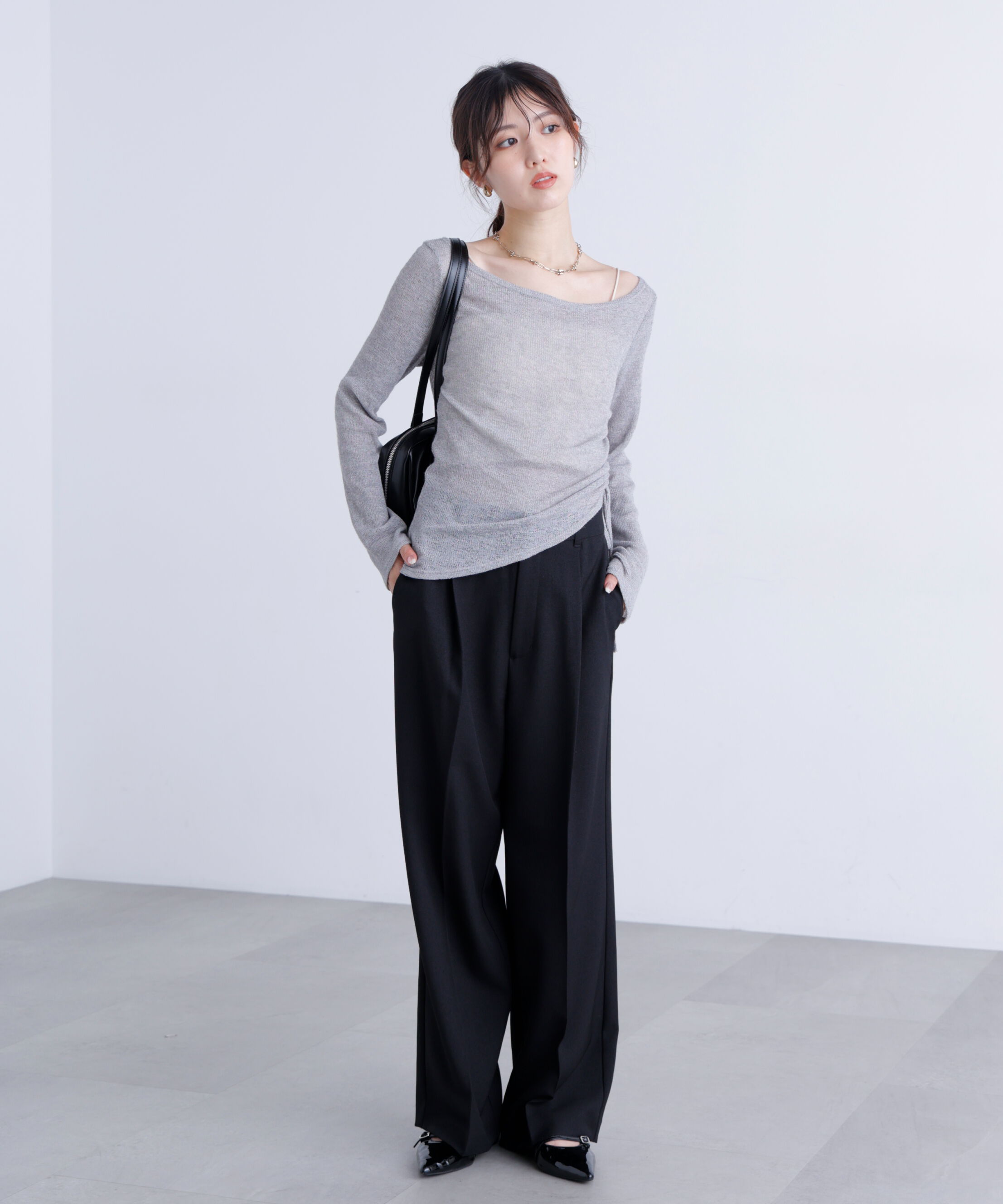  「ｳｰﾙ調ﾜﾝﾀｯｸﾜｲﾄﾞﾊﾟﾝﾂ[切らずに履ける身長別ｻｲｽﾞ/低  」|その他|
