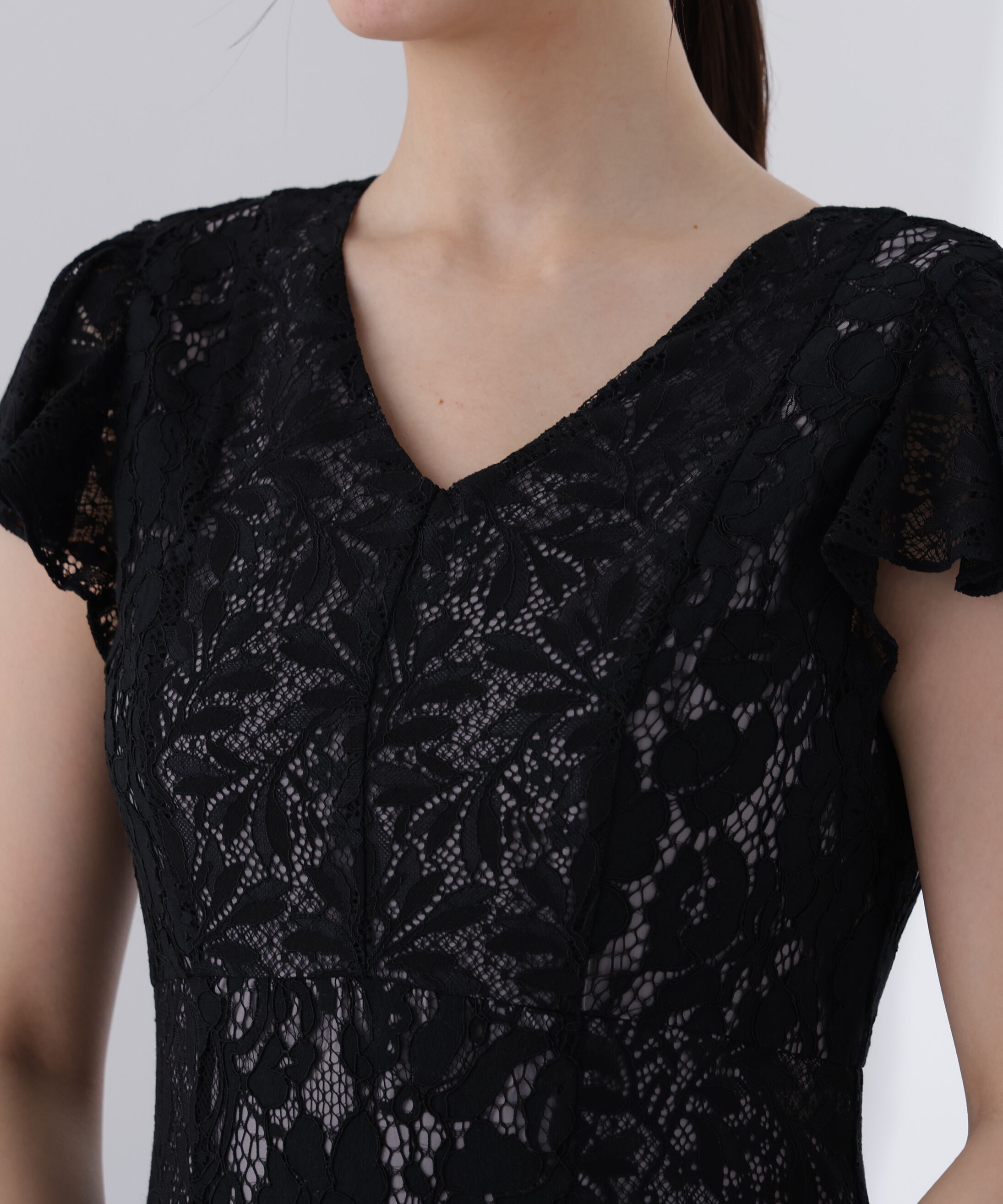 PROPORTION BODY DRESSING「〈Lou Lou fee（ルルーフェ）〉タイ付きレースワンピース」|ワンピース|