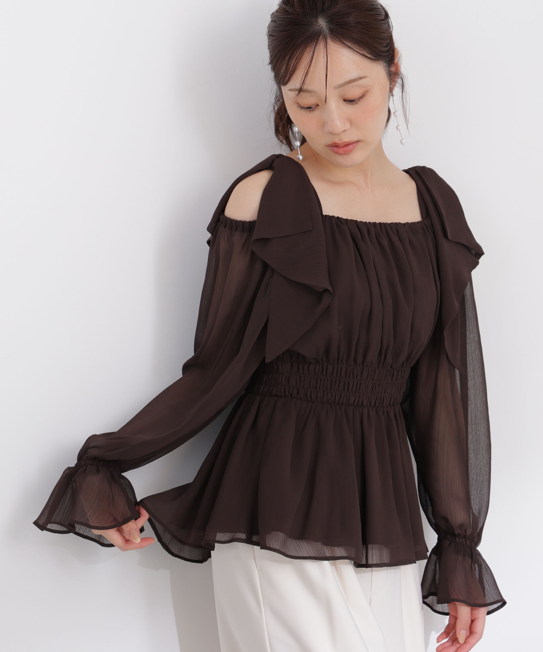 PROPORTION BODY DRESSING「ショルダーリボンブラウス 26AW」|シャツ・ブラウス|