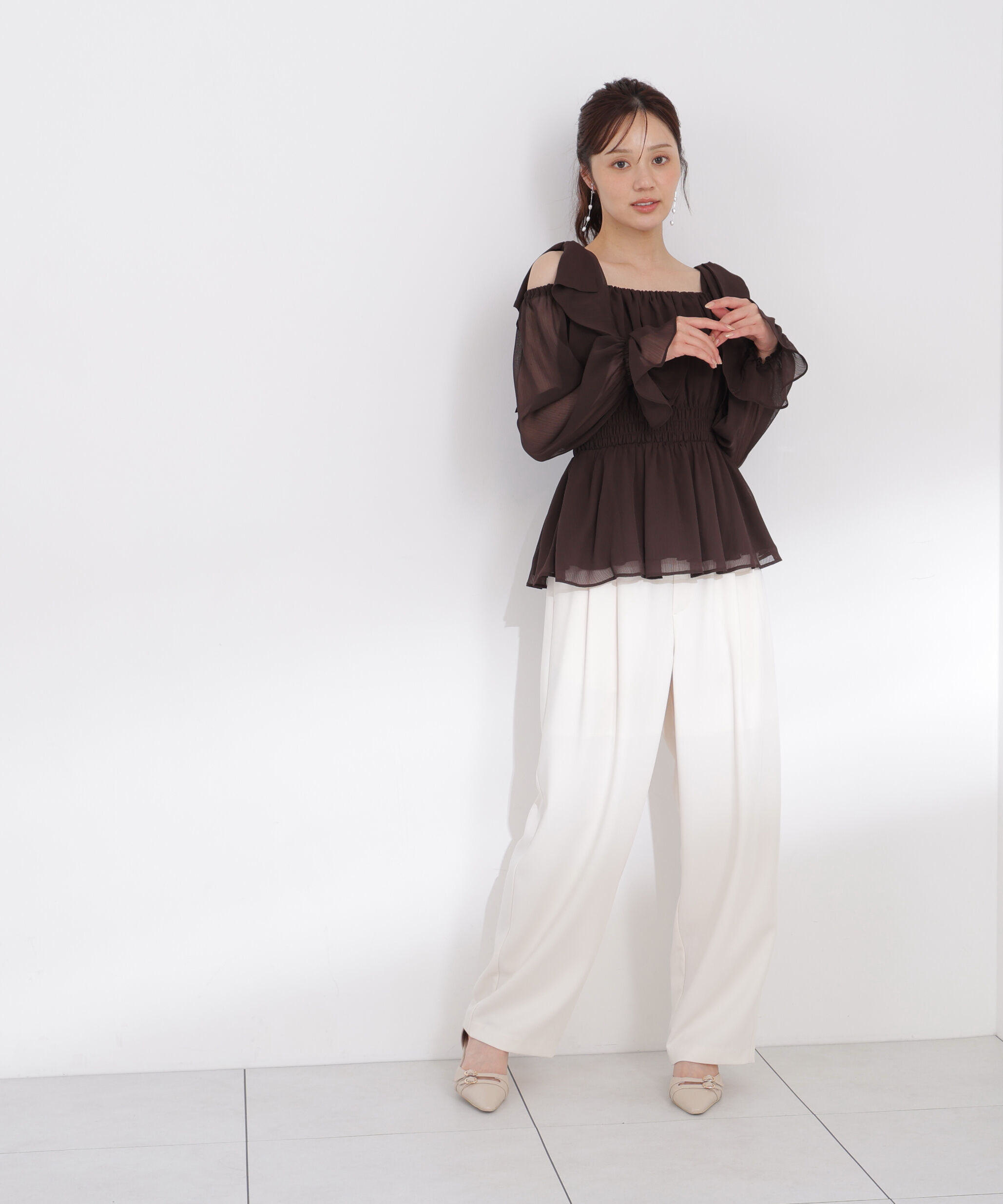 PROPORTION BODY DRESSING「ショルダーリボンブラウス 26AW」|シャツ・ブラウス|