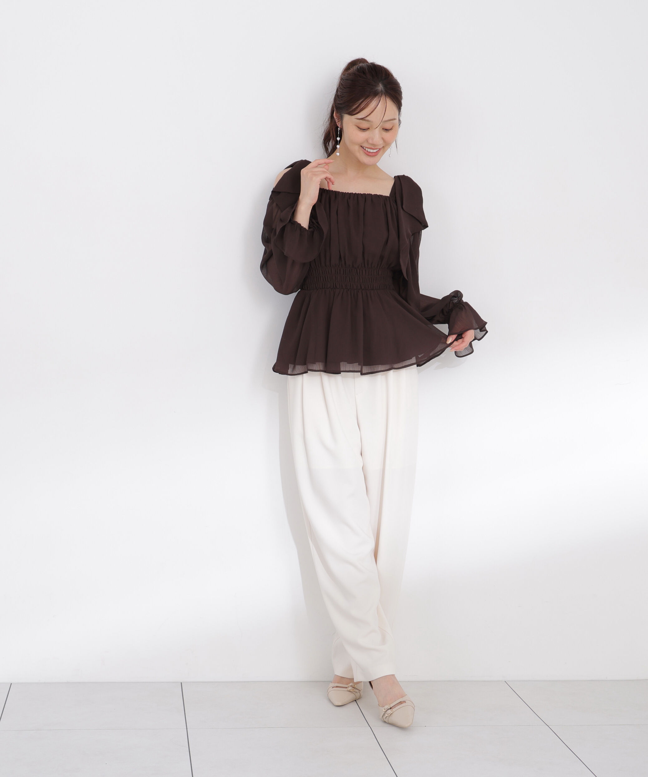 PROPORTION BODY DRESSING「ショルダーリボンブラウス 26AW」|シャツ・ブラウス|