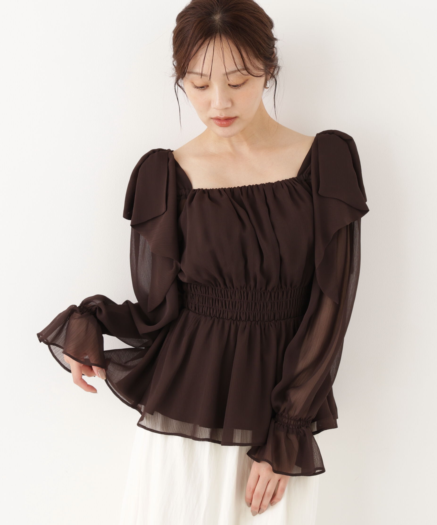 PROPORTION BODY DRESSING「ショルダーリボンブラウス 26AW」|シャツ・ブラウス|