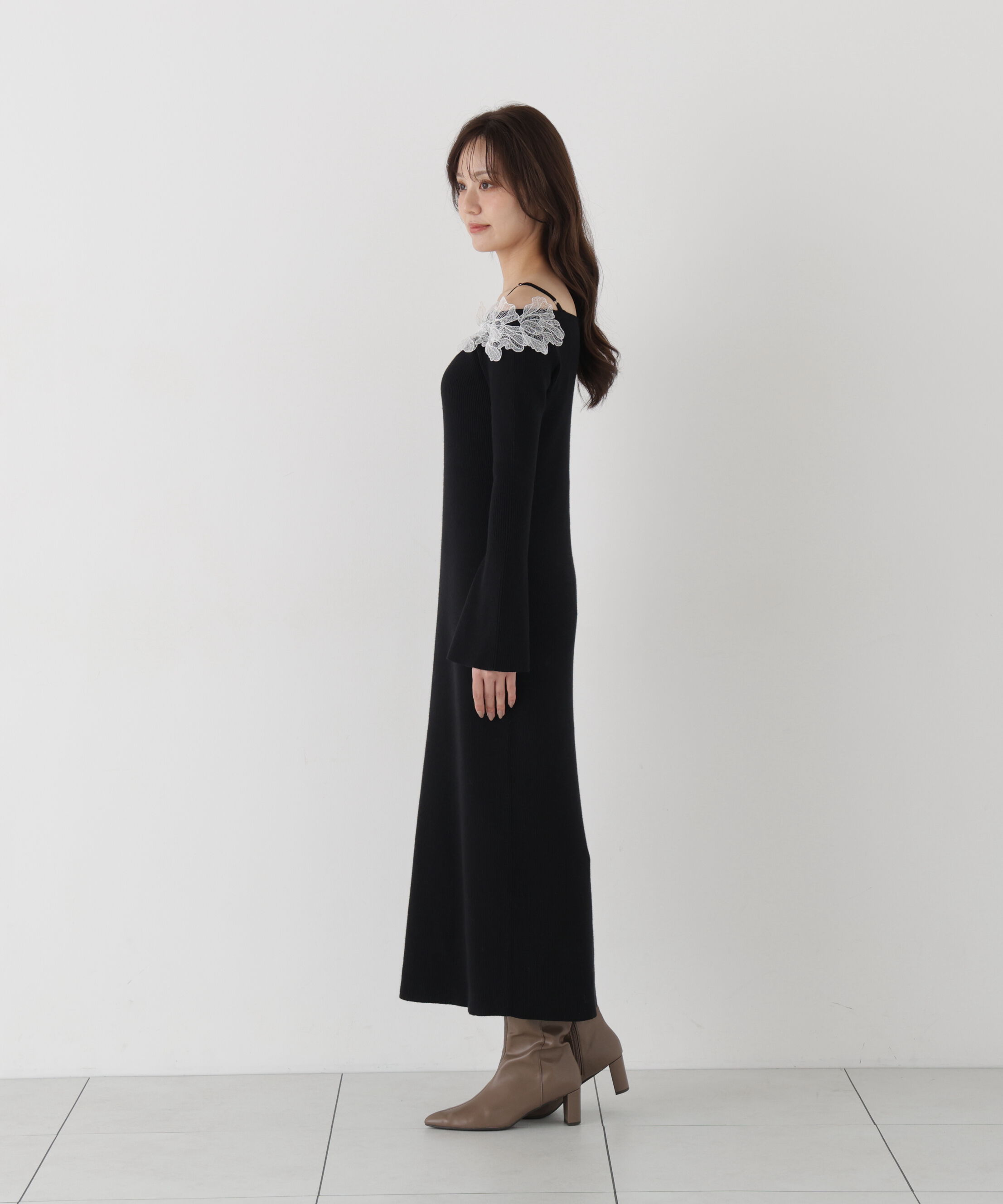 PROPORTION BODY DRESSING「レースオフショルニットワンピース」|ワンピース|