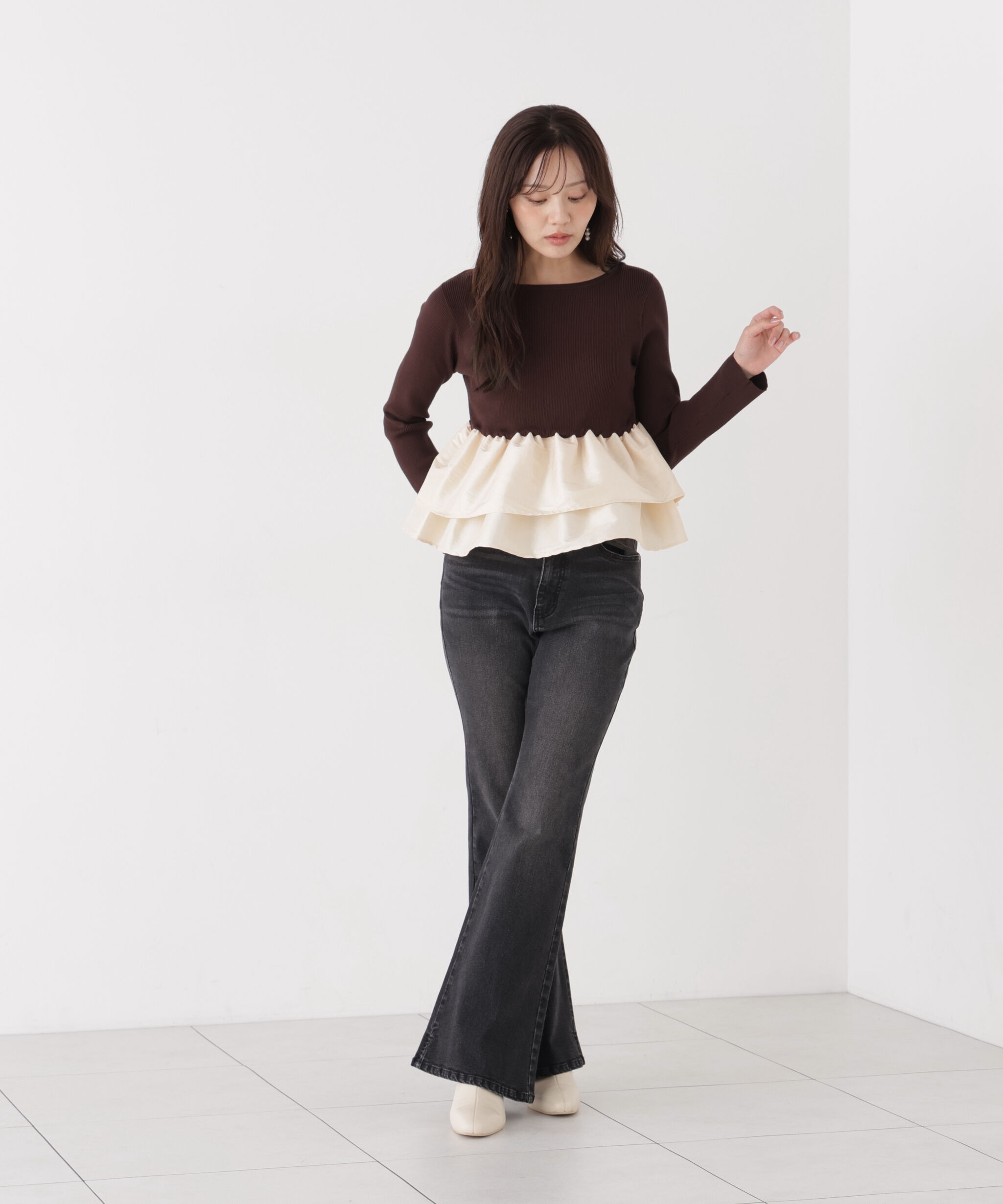 PROPORTION BODY DRESSING「フリルペプラムニット」|ニット・セーター|