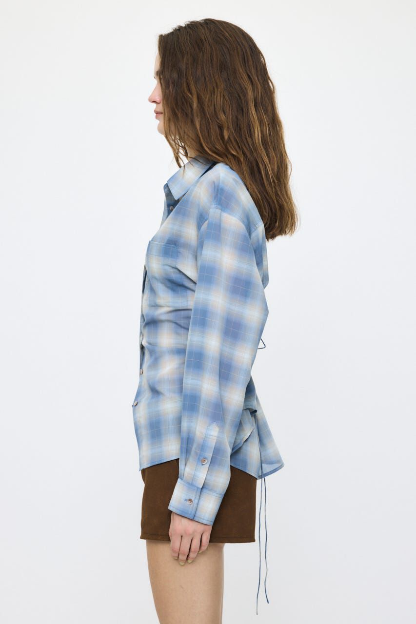 MOUSSY「FADE CHECK SHEER OVER シャツ」|シャツ・ブラウス|