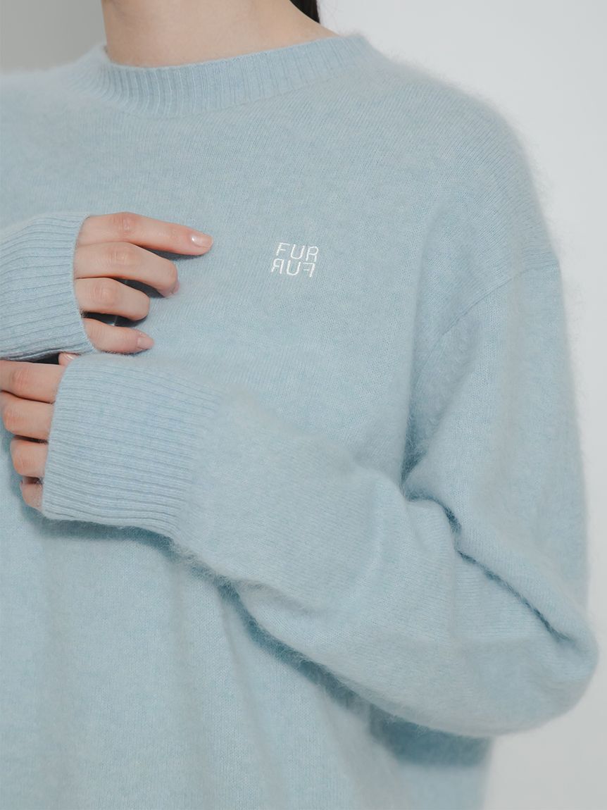 FURFUR「ウールミンクロゴ刺繍クルーネックニット」|ニット・セーター|