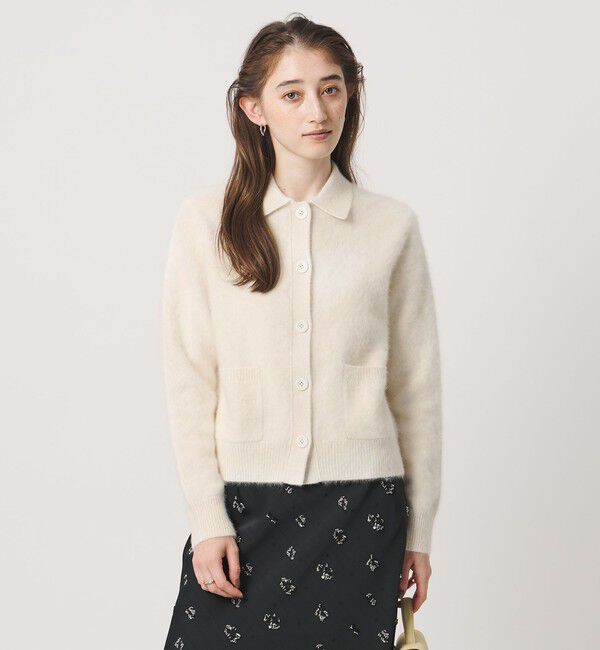 UNITED ARROWS「フォックスカシミヤ ポロカーディガン」|カーディガン|OFF WHITE