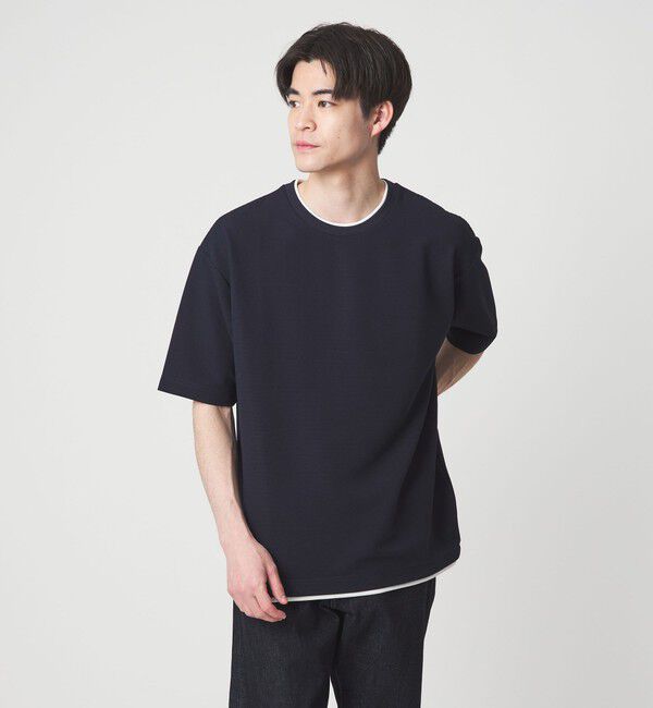 UNITED ARROWS green label relaxing「【WEB限定】JUST fit フェイクレイヤード Tシャツ カットソー -吸水速乾・抗菌-」|Tシャツ・カットソー|NAVY