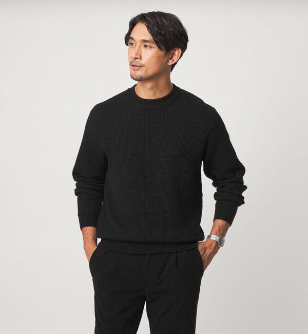 UNITED ARROWS green label relaxing「【WEB限定】JUST fit ミドルゲージ モックネック ニット」|ニット・セーター|BLACK