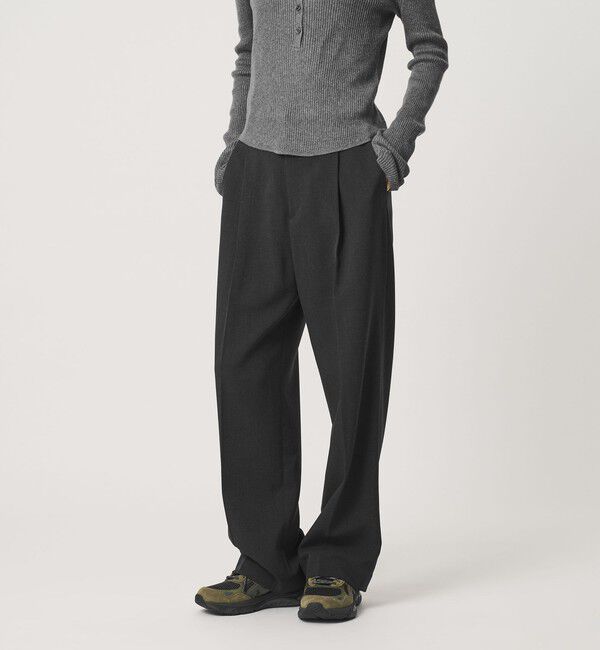 BEAUTY&YOUTH UNITED ARROWS「ポリエステルブレンド メランジ バックゴム ストレートパンツ 防シワ ウォッシャブル」|スラックス|