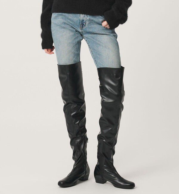 ATTISESSION「＜ATTISESSION＞レザーライク ニーハイ ブーツ」|その他|BLACK