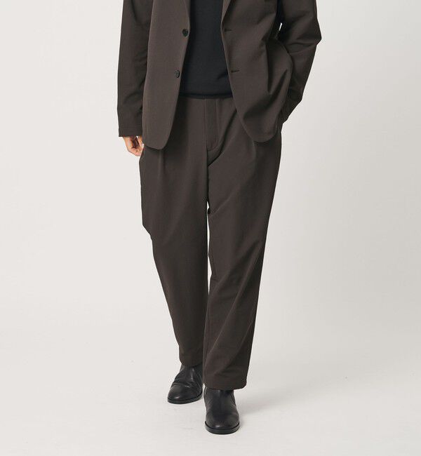 BEAUTY&YOUTH UNITED ARROWS「KOMATSU PACK URK 1プリーツ テーパード パンツ NO.9 ストレッチ セットアップ対応 裏起毛」|チノ|DK.BROWN