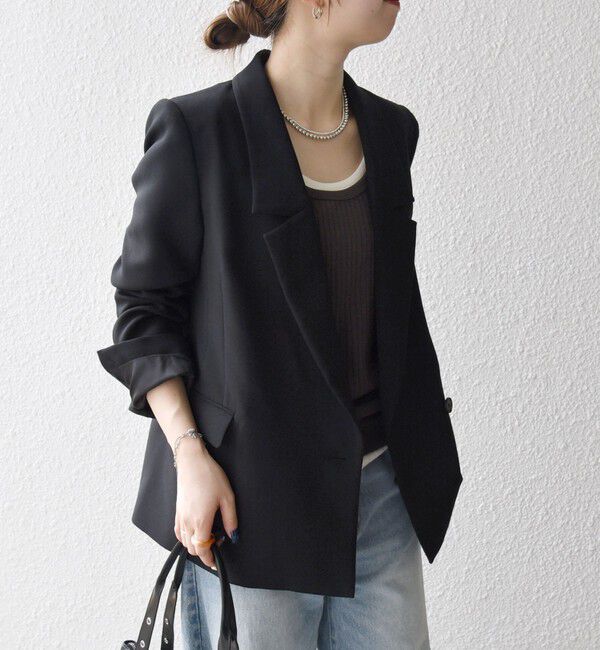 SHIPS any「【WEB限定】〈洗濯機可能〉ダブルクロス セミダブル ジャケット［NAVY BLUE］」|テーラードジャケット|