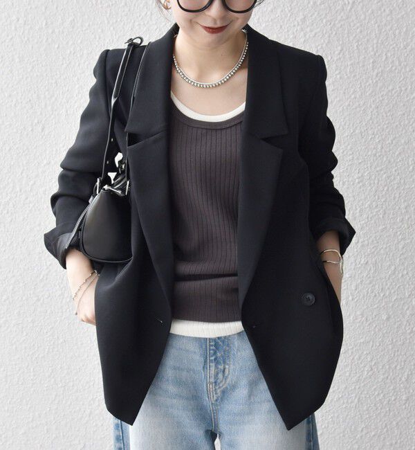 SHIPS any「【WEB限定】〈洗濯機可能〉ダブルクロス セミダブル ジャケット［NAVY BLUE］」|テーラードジャケット|