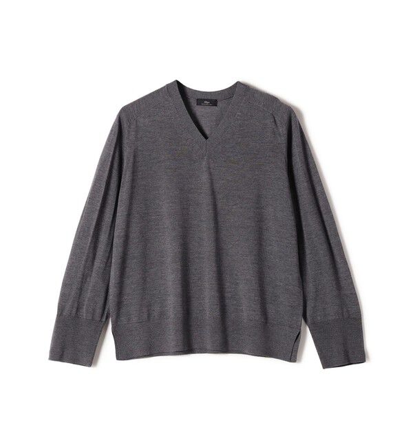 SHIPS for women「SHIPS Primary Navy Label:18G ZEGNA Vネック ニット」|ニット・セーター|チャコールグレー