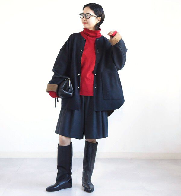 SHIPS for women「【実力派ベーシック】セミ 梳毛 配色 リバーシブル ノーカラー コート」|ノーカラーコート|