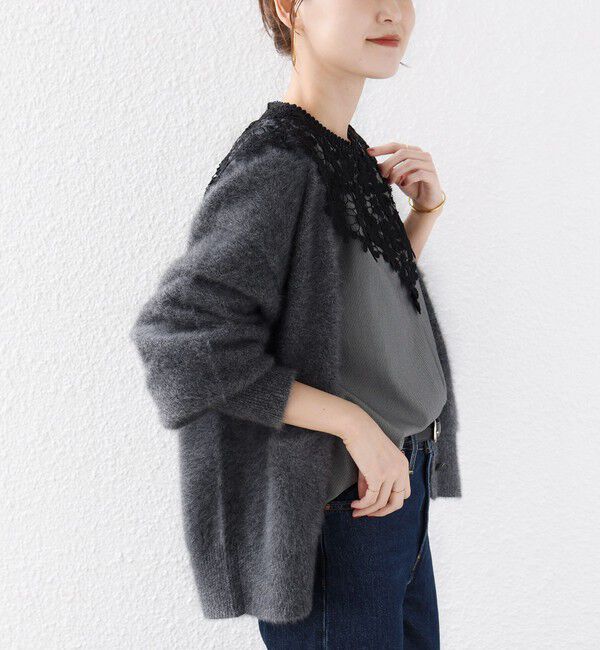 SHIPS for women「【WEB限定】〈手洗い可能〉フラワー ヨーク レース ロング スリーブ ブラウス」|シャツ・ブラウス|