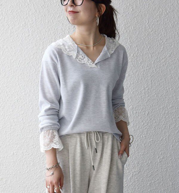 SHIPS any「〈洗濯機可能〉ワッフル レース フーディー プルオーバー」|Tシャツ・カットソー|