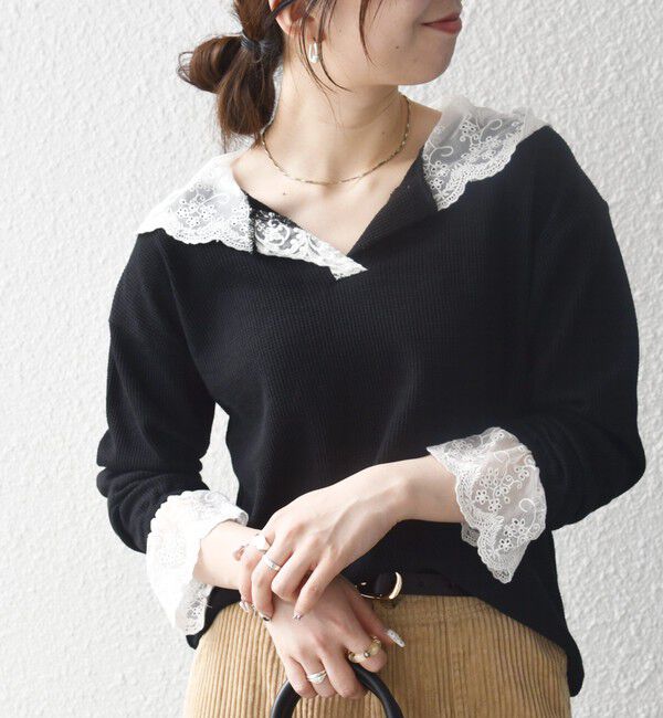 SHIPS any「〈洗濯機可能〉ワッフル レース フーディー プルオーバー」|Tシャツ・カットソー|