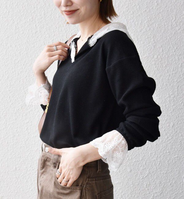 SHIPS any「〈洗濯機可能〉ワッフル レース フーディー プルオーバー」|Tシャツ・カットソー|