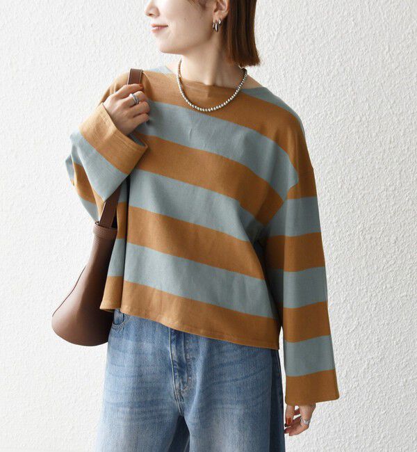 SHIPS any「〈洗濯機可能〉ワイド ボーダー ボートネック TEE」|Tシャツ・カットソー|