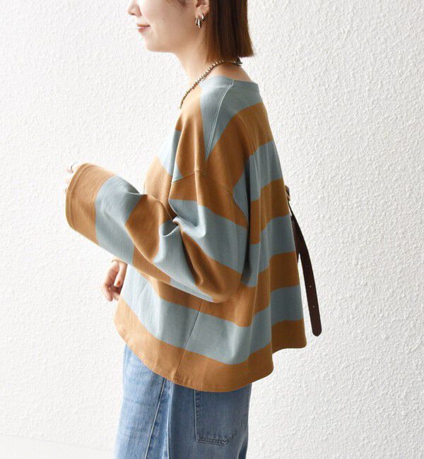SHIPS any「〈洗濯機可能〉ワイド ボーダー ボートネック TEE」|Tシャツ・カットソー|