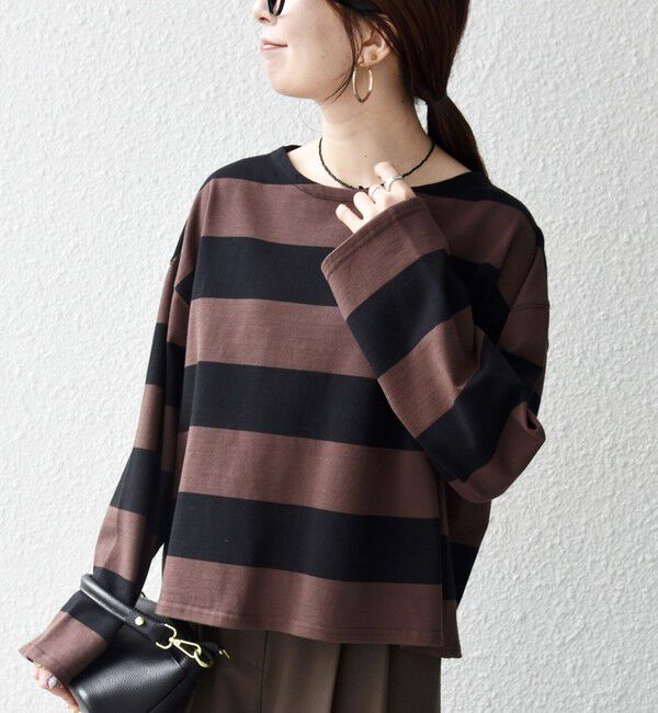 SHIPS any「〈洗濯機可能〉ワイド ボーダー ボートネック TEE」|Tシャツ・カットソー|