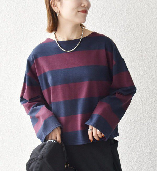 SHIPS any「〈洗濯機可能〉ワイド ボーダー ボートネック TEE」|Tシャツ・カットソー|