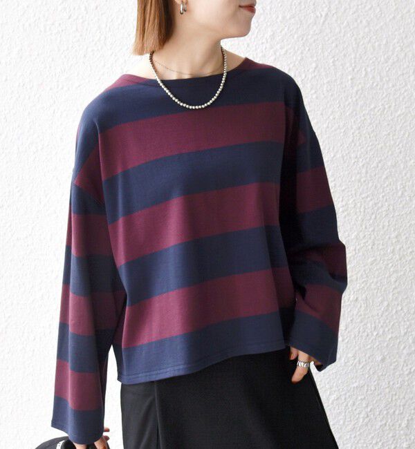 SHIPS any「〈洗濯機可能〉ワイド ボーダー ボートネック TEE」|Tシャツ・カットソー|