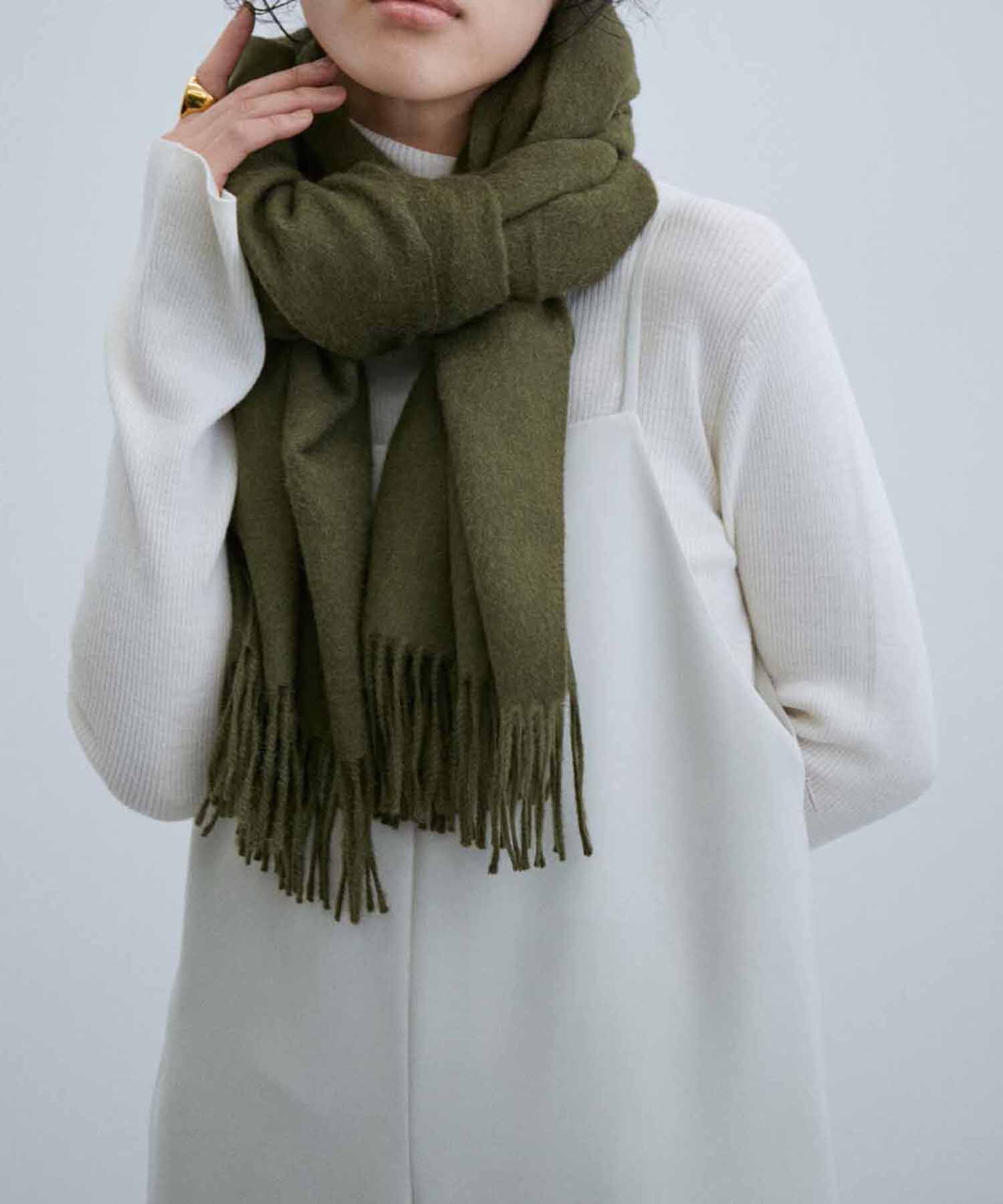 ADAM ET ROPE'「【THE INOUE BROTHERS together with ADAM ET ROPE'】大判ストール / UNISEX」|マフラー|カーキ(36)