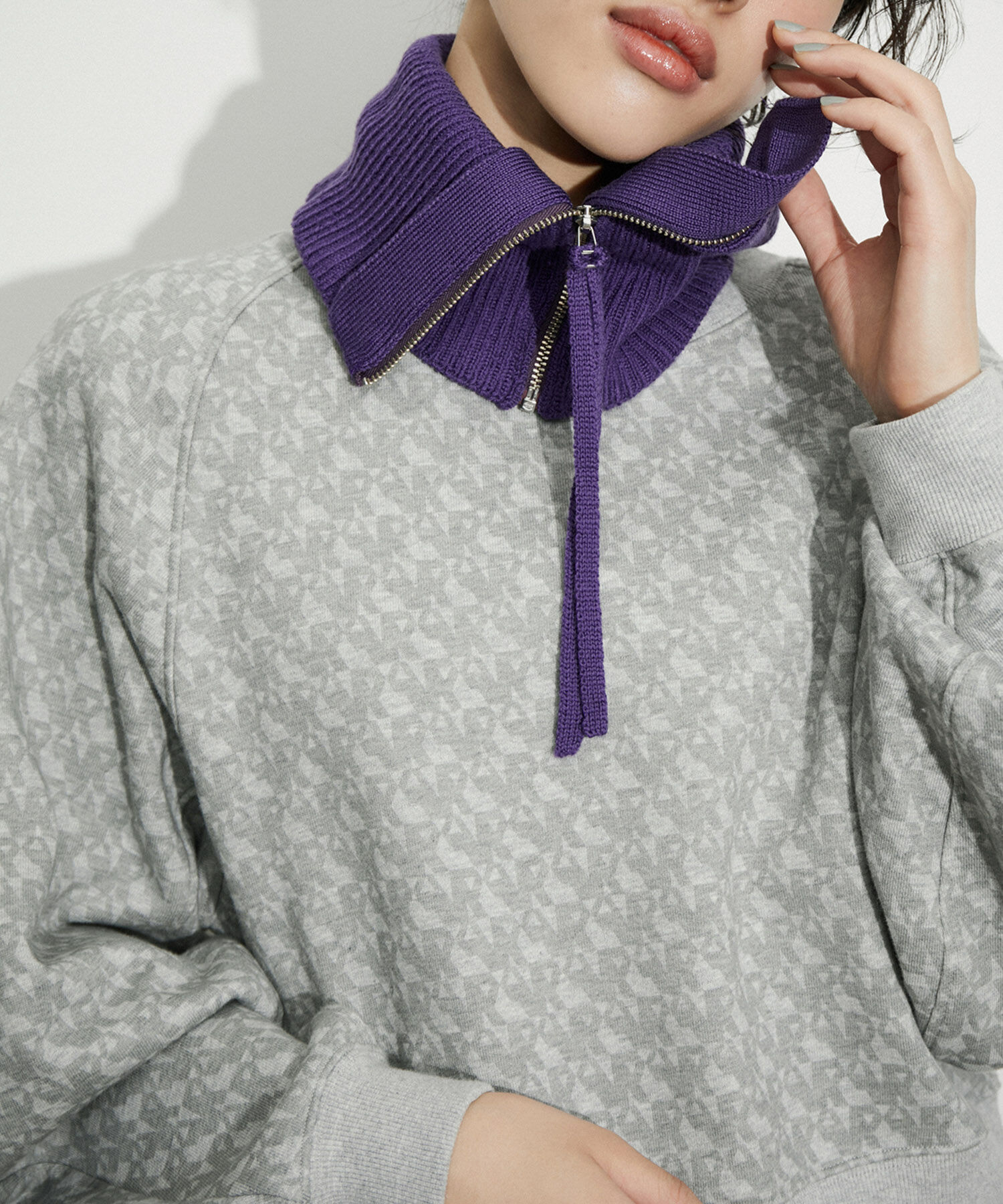 ADAM ET ROPE'「【JANE SMITH for ADAM ET ROPE'】ZIP NECK WARMER」|その他|パープル(50)